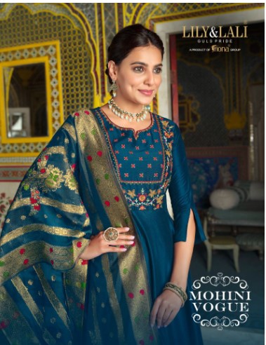 lily and lali mohini vogue bemberg silk festive look top with dupatta catalog