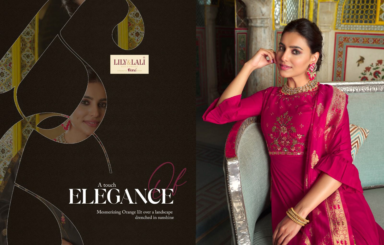 lily and lali mohini vogue bemberg silk festive look top with dupatta catalog