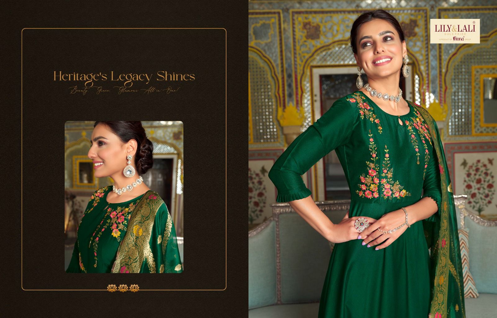 lily and lali mohini vogue bemberg silk festive look top with dupatta catalog