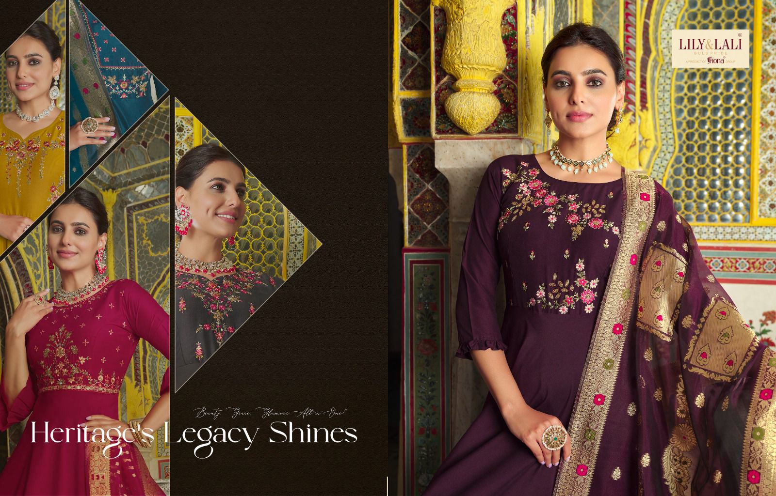 lily and lali mohini vogue bemberg silk festive look top with dupatta catalog