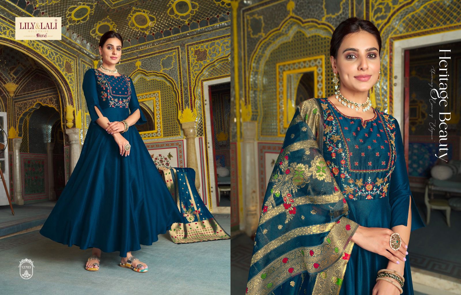 lily and lali mohini vogue bemberg silk festive look top with dupatta catalog