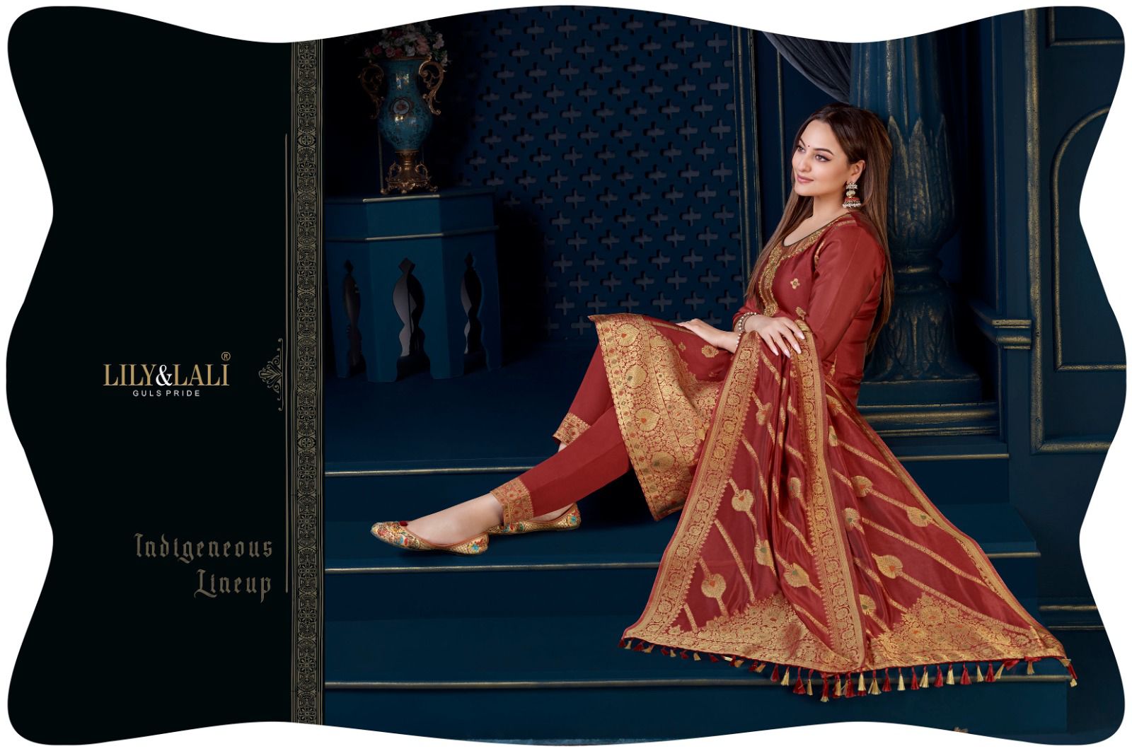 lily and lali silk kari 3 organza decent look top bottom with dupatta catalog