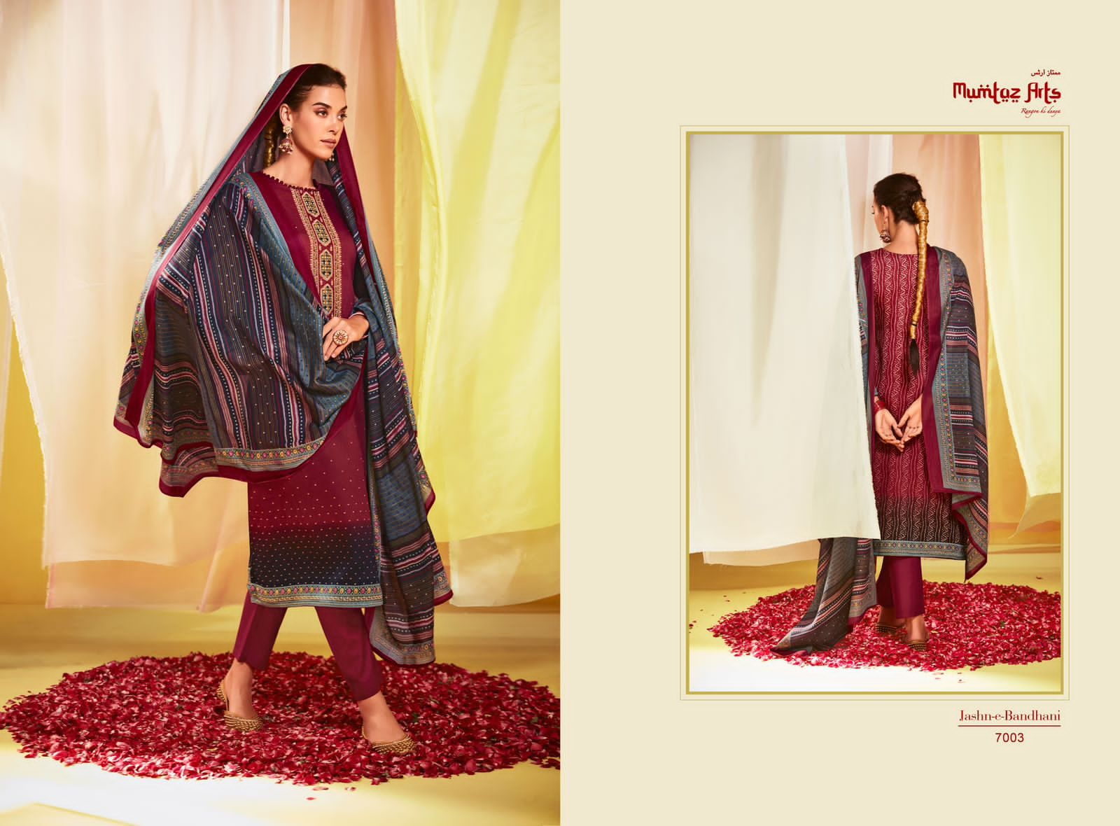 mumtaz art jash e bandhani vol 3 jam satin elegant salwar suit catalog