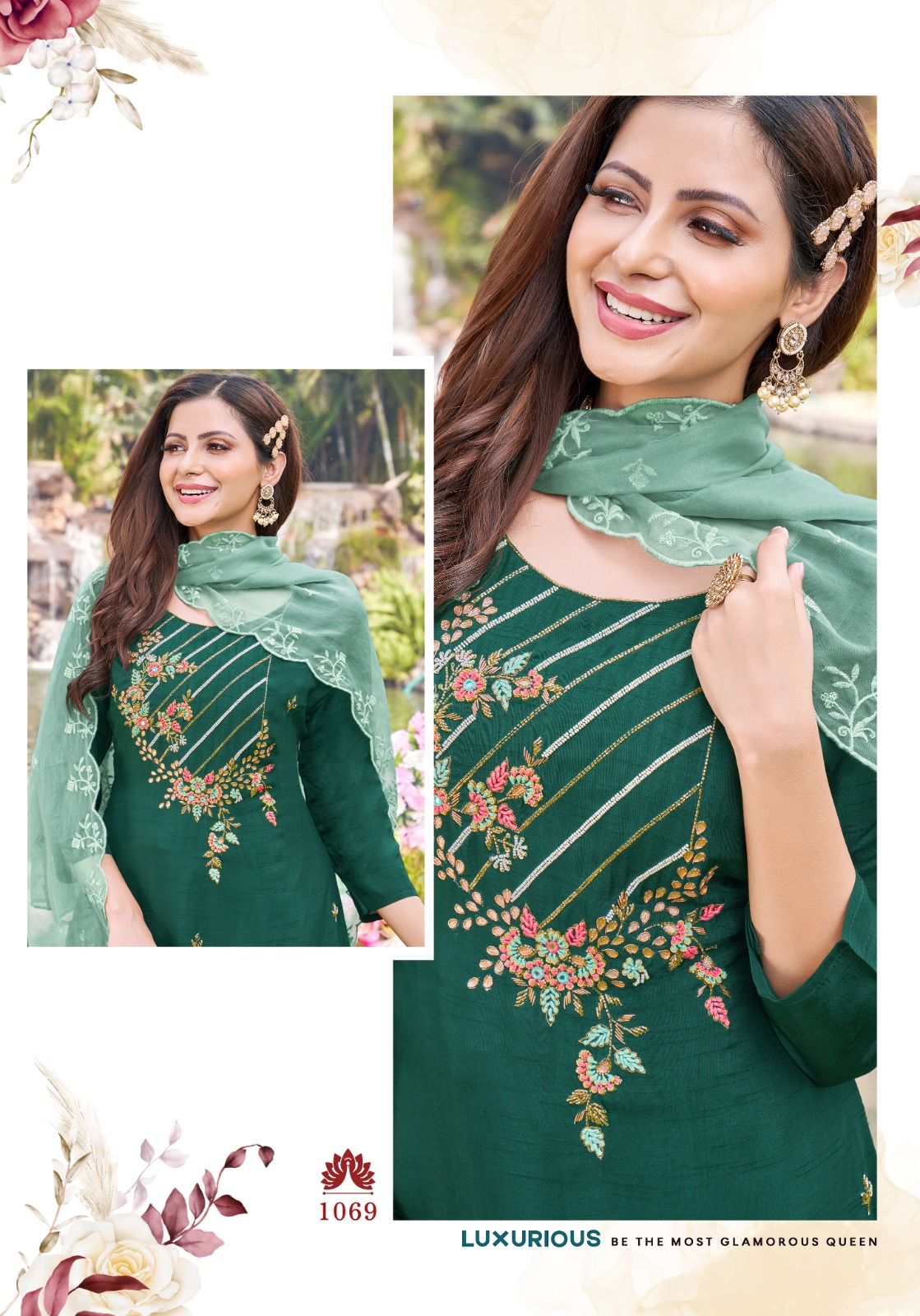 peher Blossom Vol 3 modal silk innovative look kurti pant with dupatta catalog