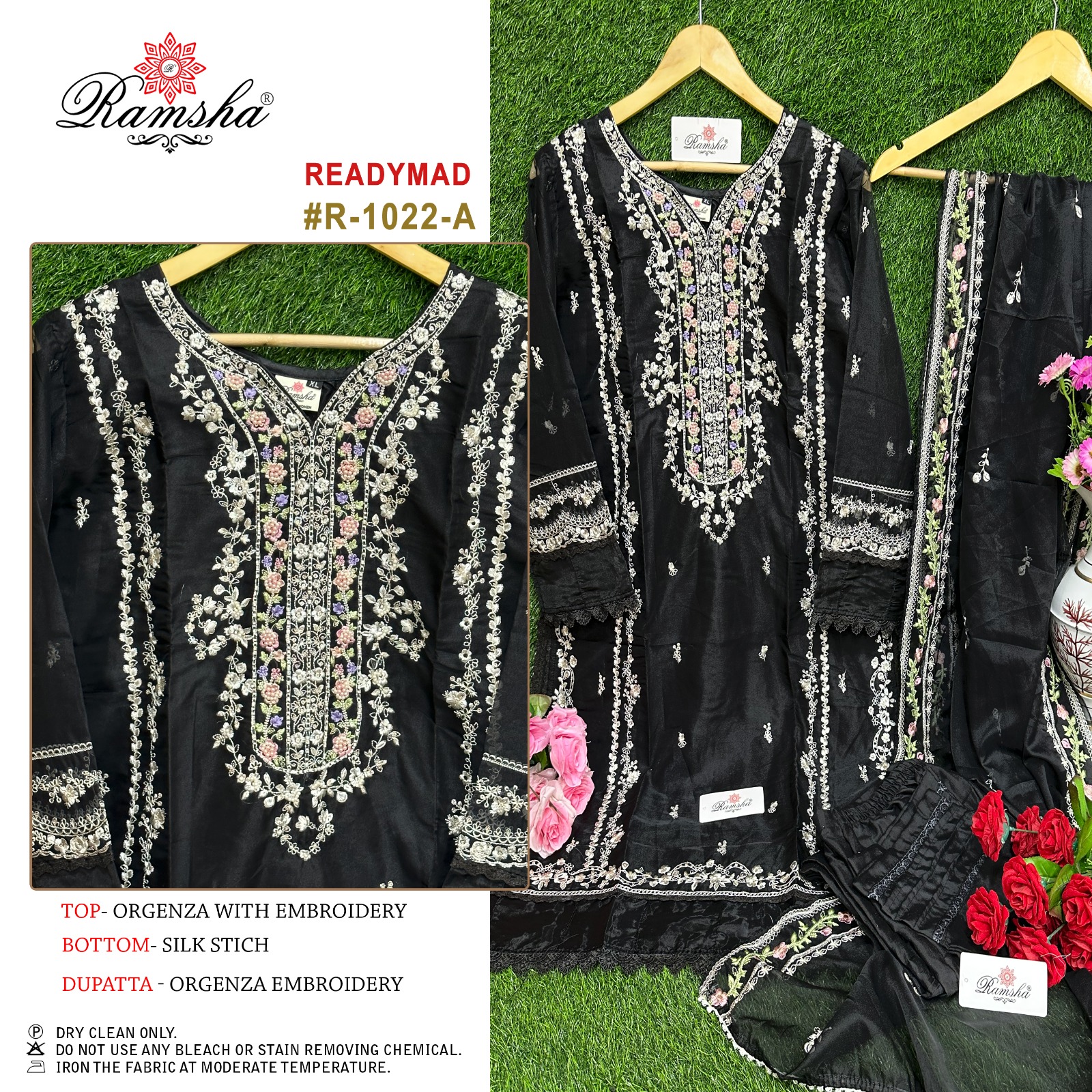 ramsha r 1022 organza decent embroidery look top bottom with dupatta catalog