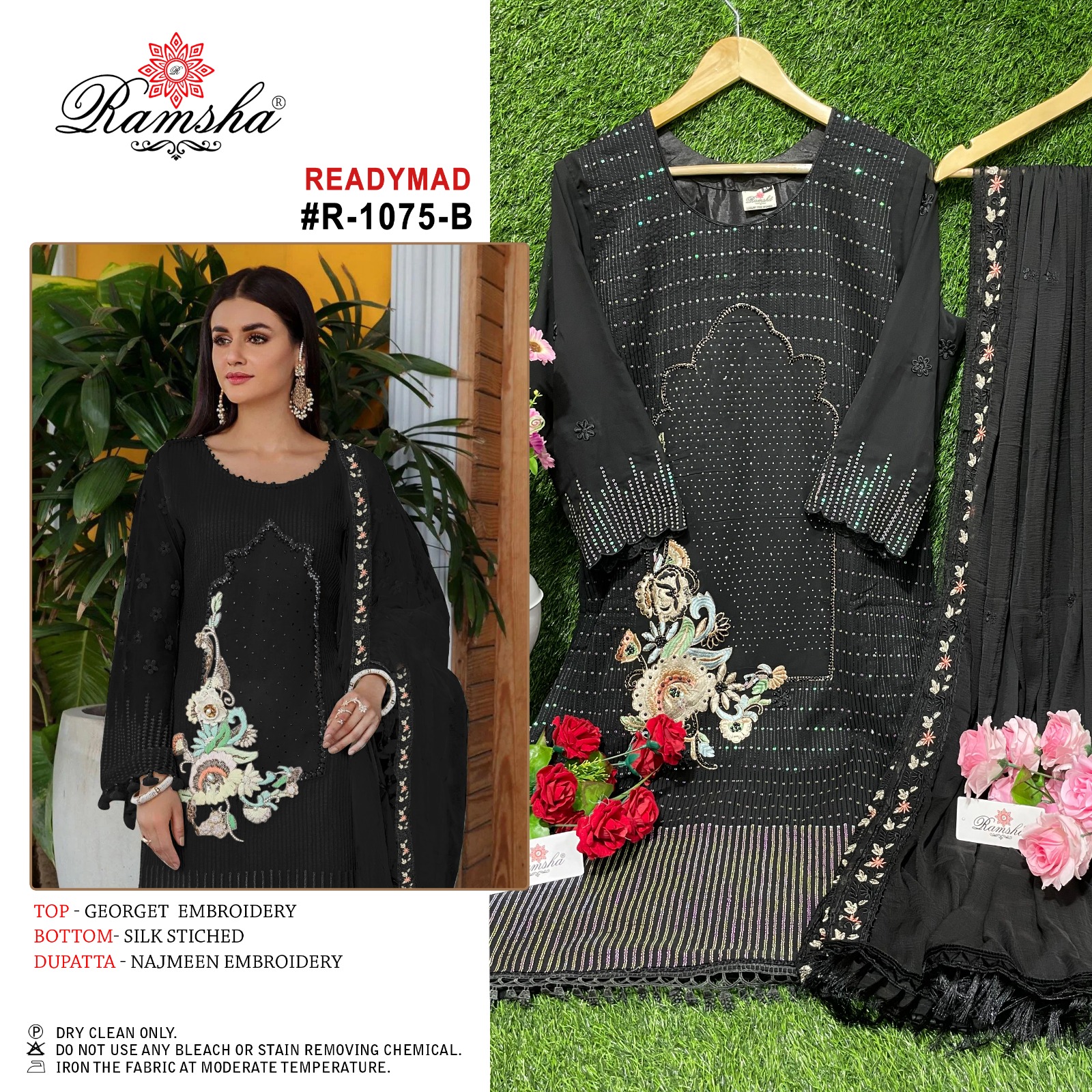 ramsha r 1075 georgette Elegant look kurti bottom with dupatta size set