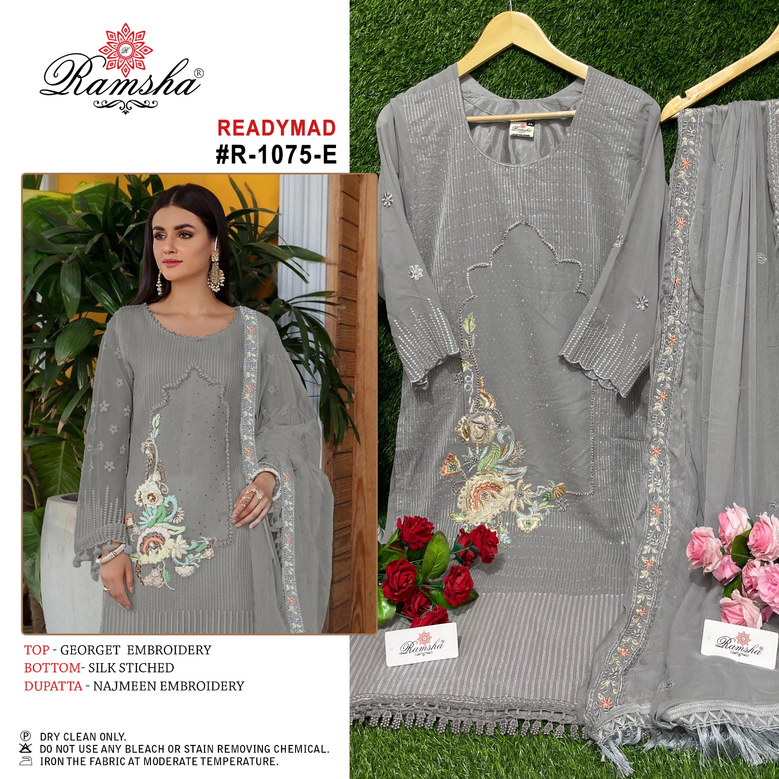 ramsha r 1075 georgette Elegant look kurti bottom with dupatta size set