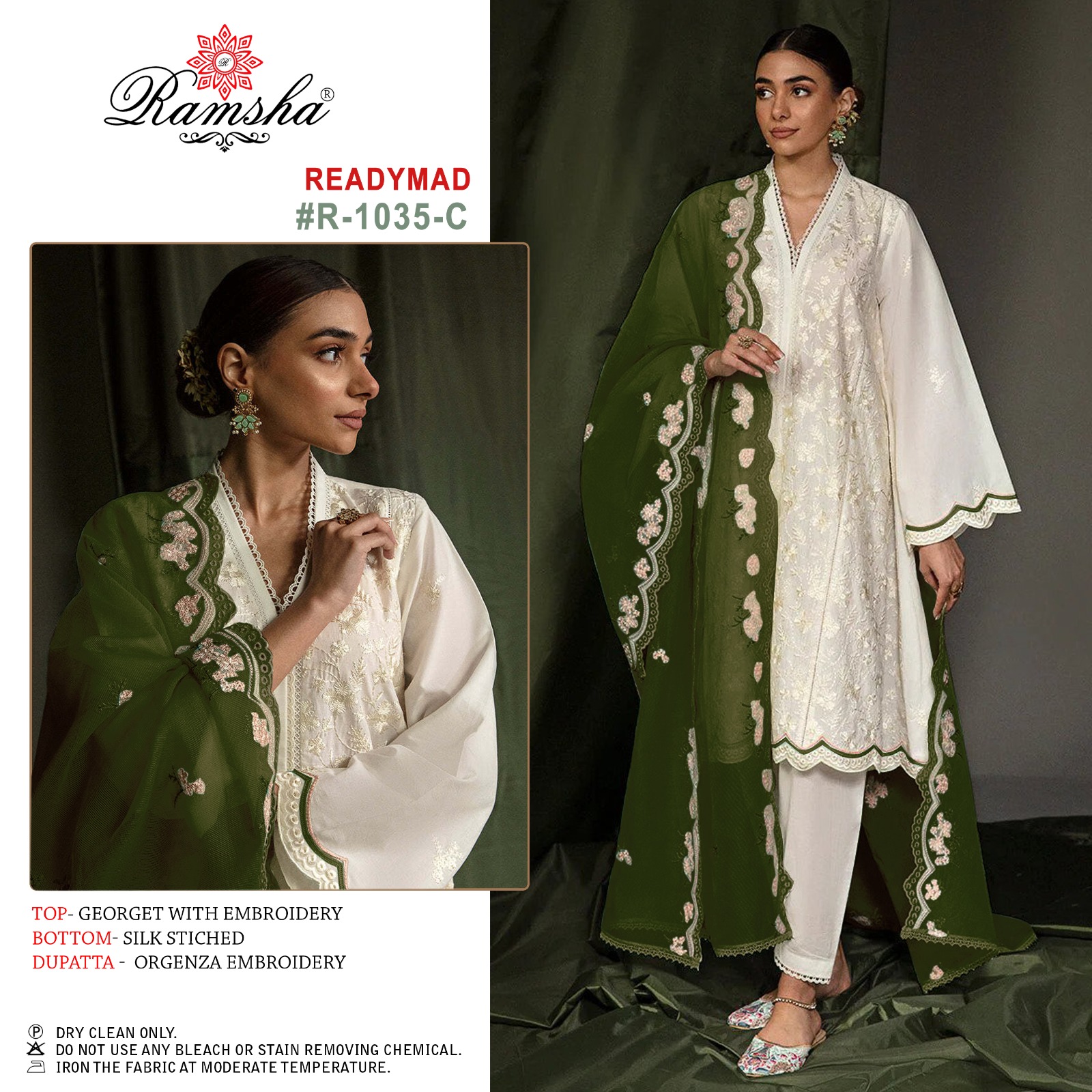 ramsha ramsha r 1035 Georgette elegant look salwar suit size set