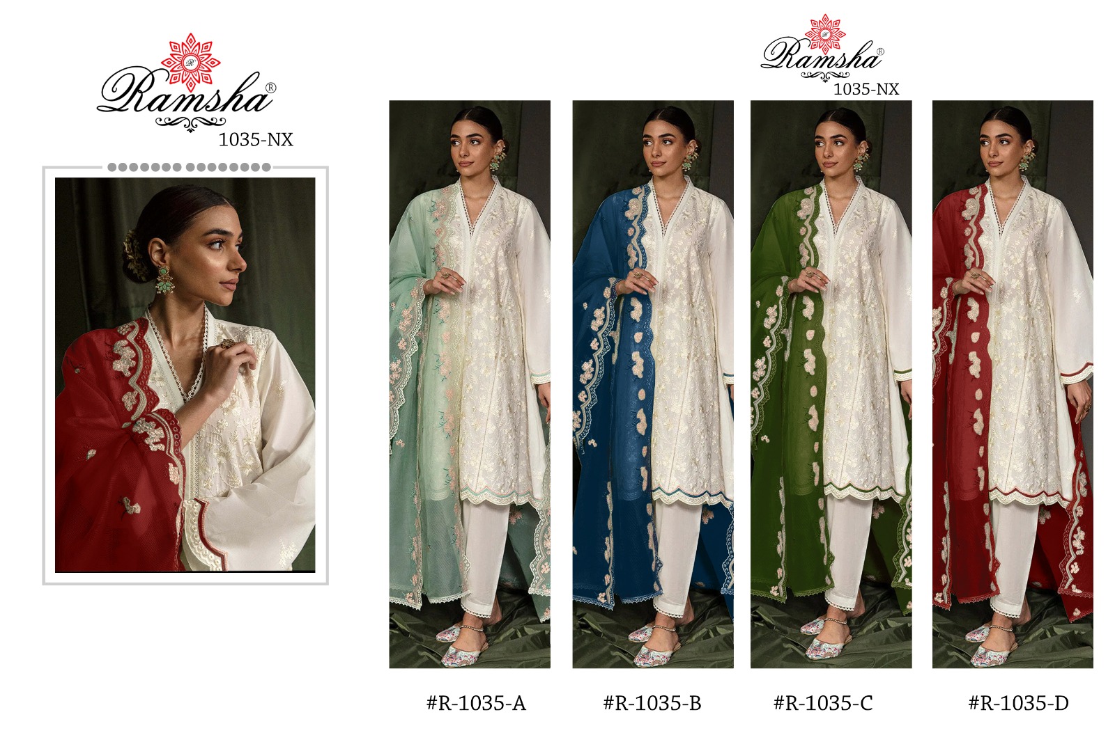 ramsha ramsha r 1035 Georgette elegant look salwar suit size set