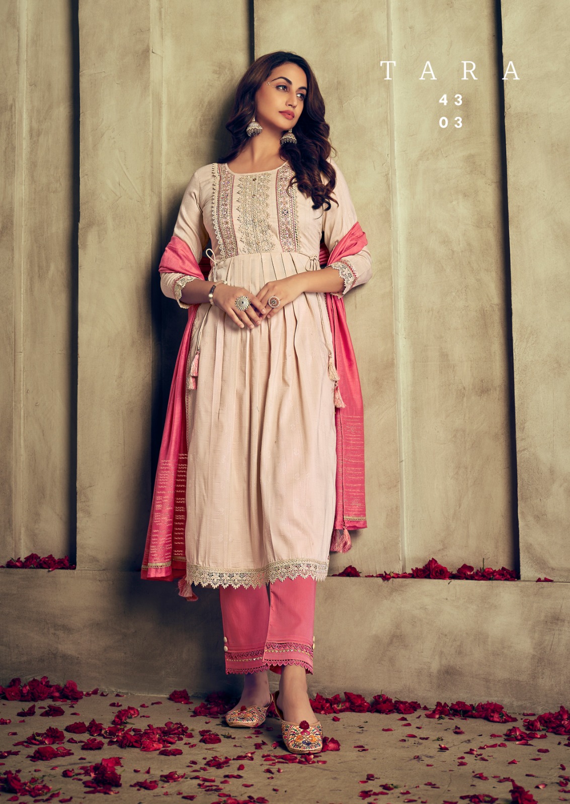 rangoon tara viscose attrective look kurti pant with dupatta catalog