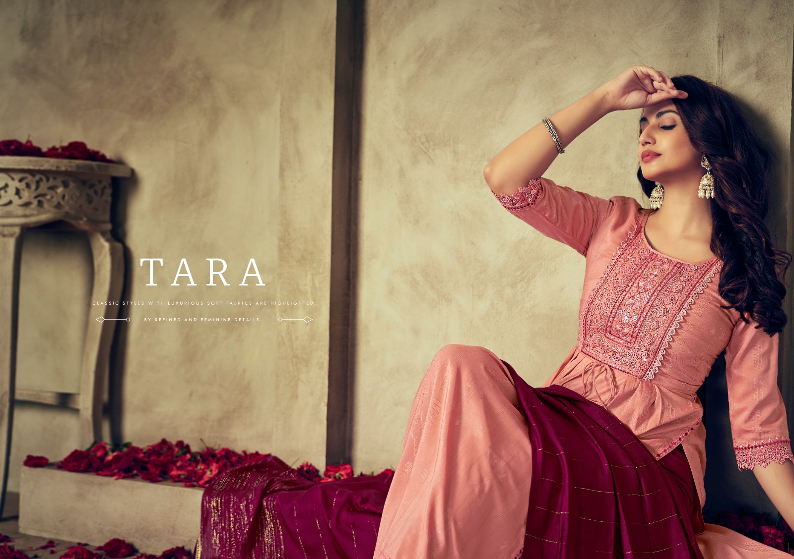 rangoon tara viscose attrective look kurti pant with dupatta catalog