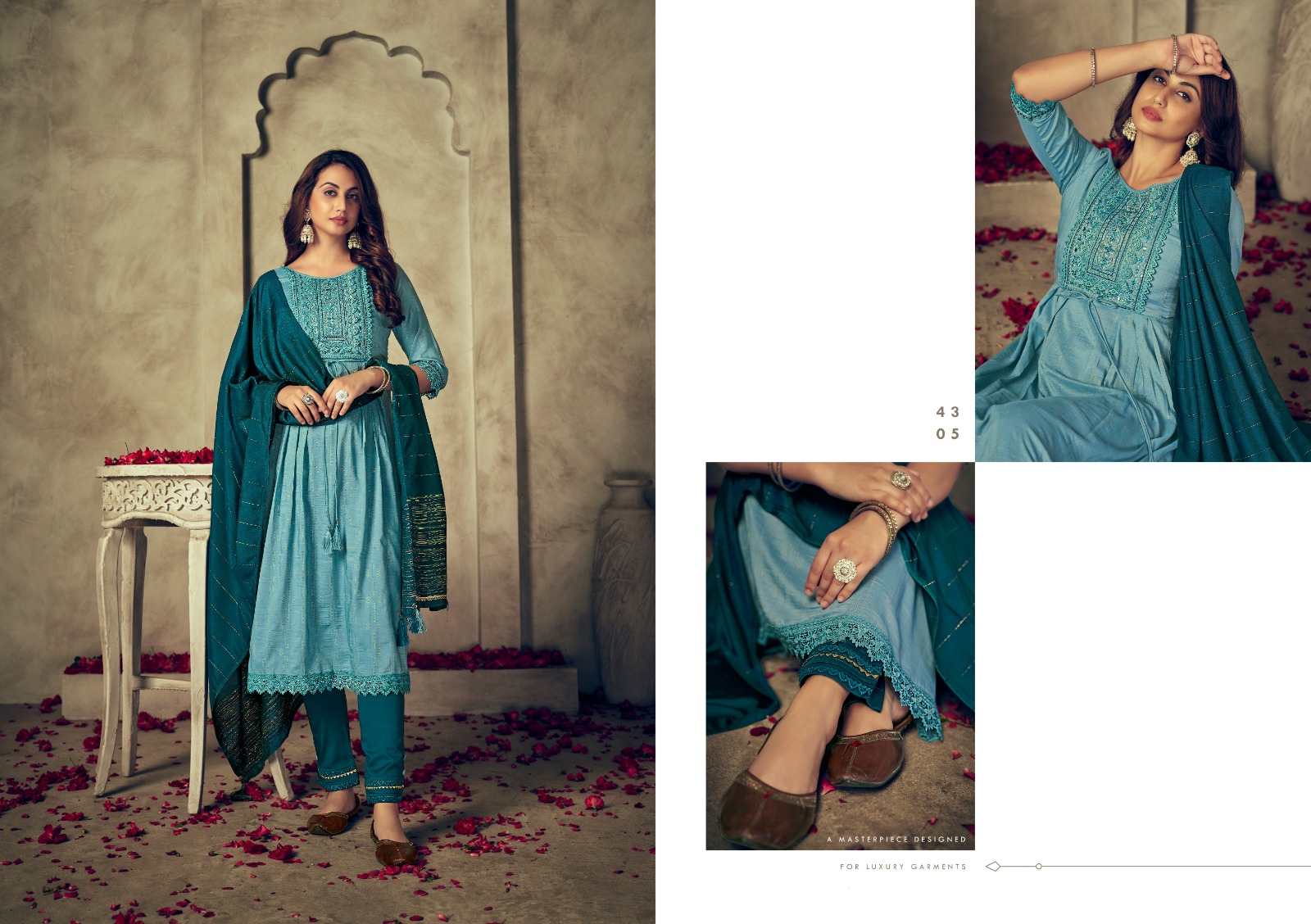 rangoon tara viscose attrective look kurti pant with dupatta catalog