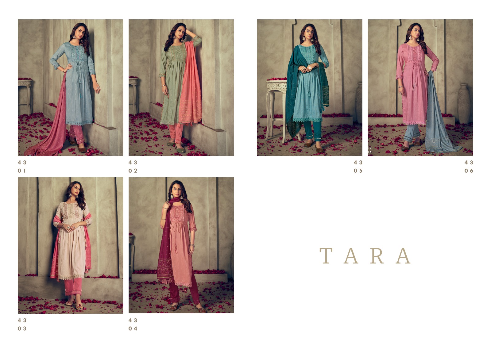 rangoon tara viscose attrective look kurti pant with dupatta catalog