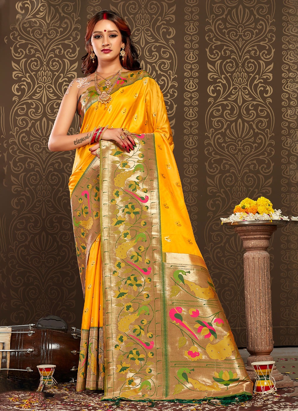 sangam print aaradhna paitahni silk attrctive look saree catalog