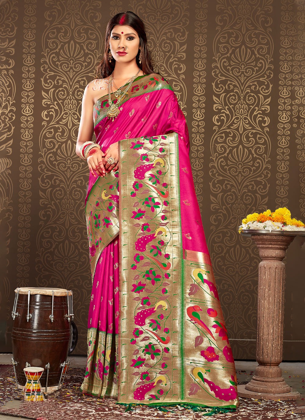 sangam print aaradhna paitahni silk attrctive look saree catalog