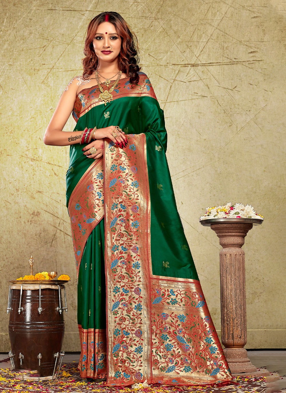 sangam print gulbari paitahni silk attrctive look saree catalog