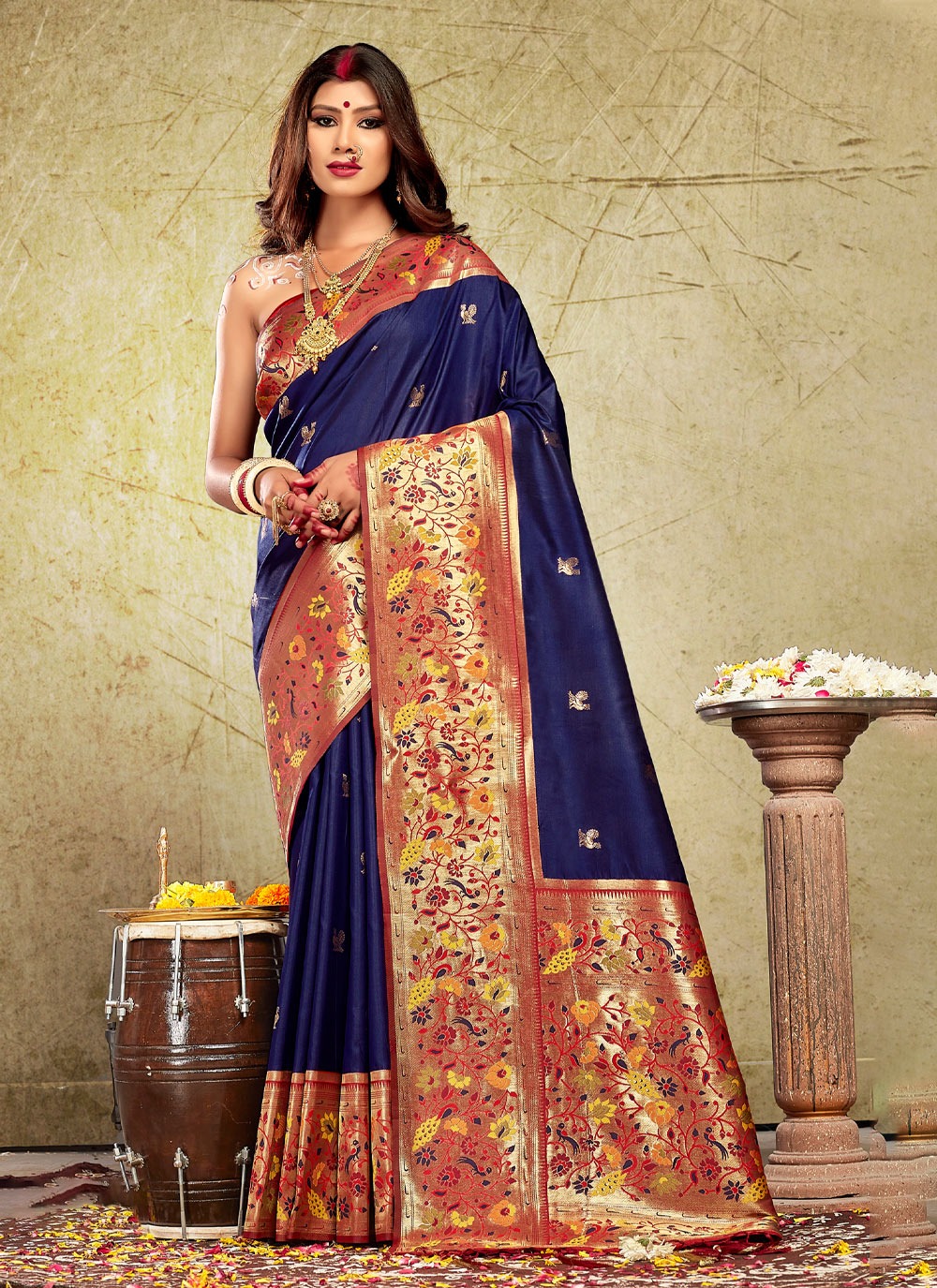 sangam print gulbari paitahni silk attrctive look saree catalog