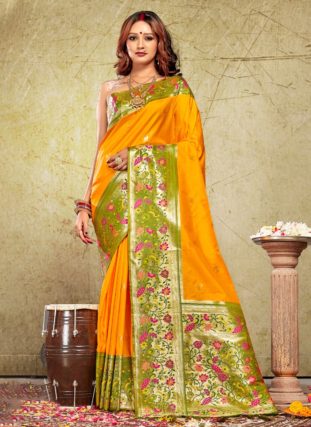 sangam print gulbari paitahni silk attrctive look saree catalog