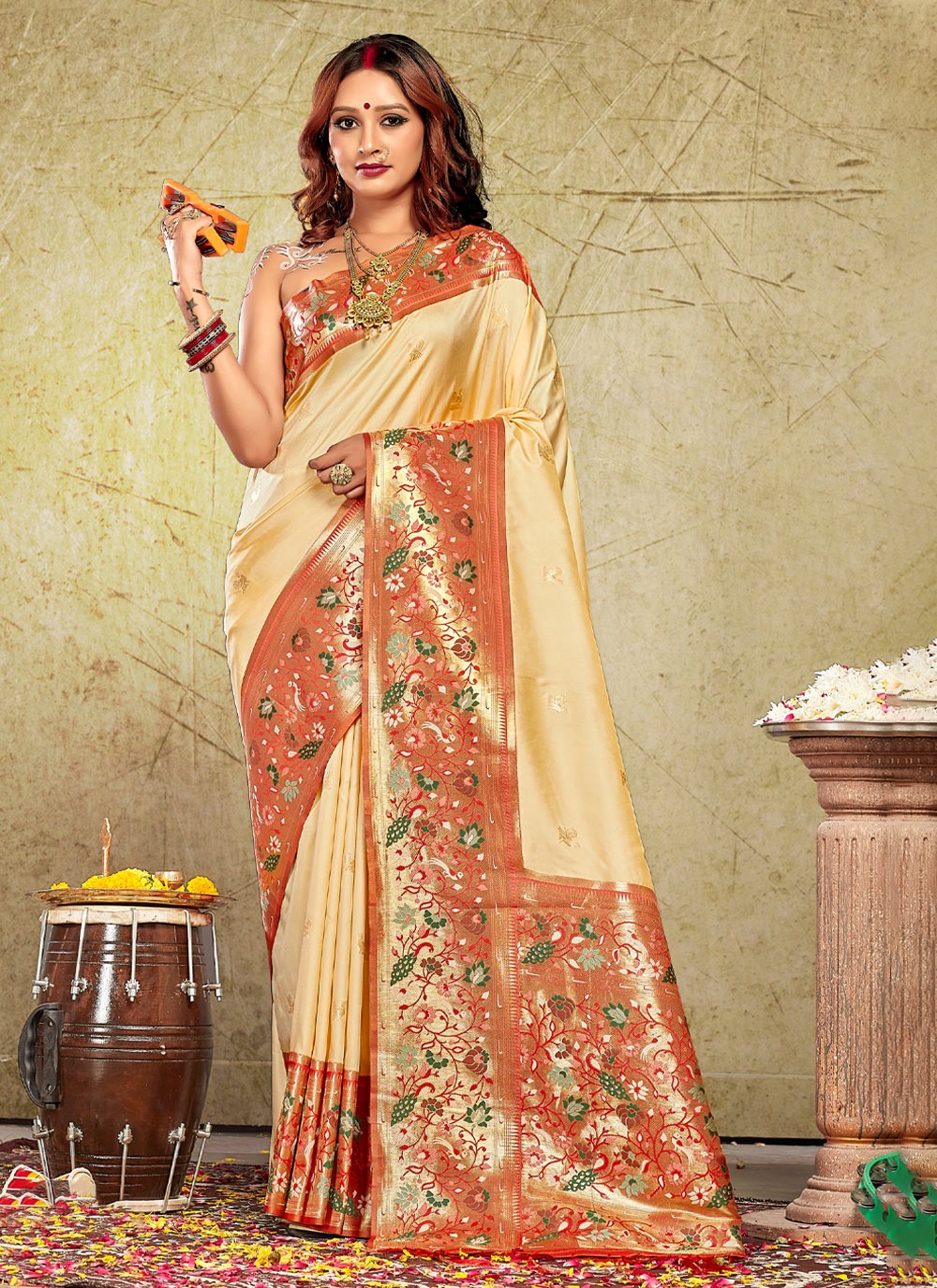 sangam print gulbari paitahni silk attrctive look saree catalog