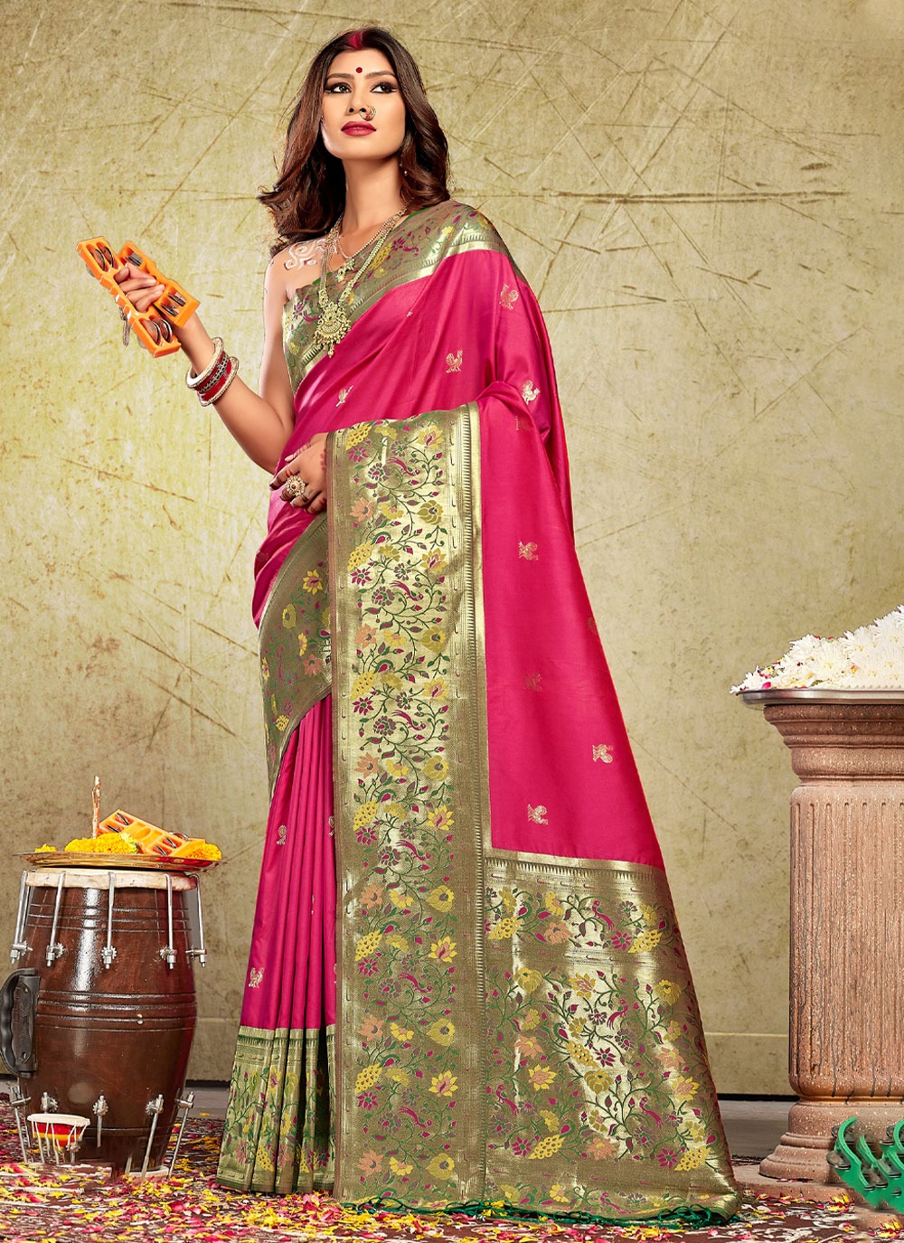 sangam print gulbari paitahni silk attrctive look saree catalog