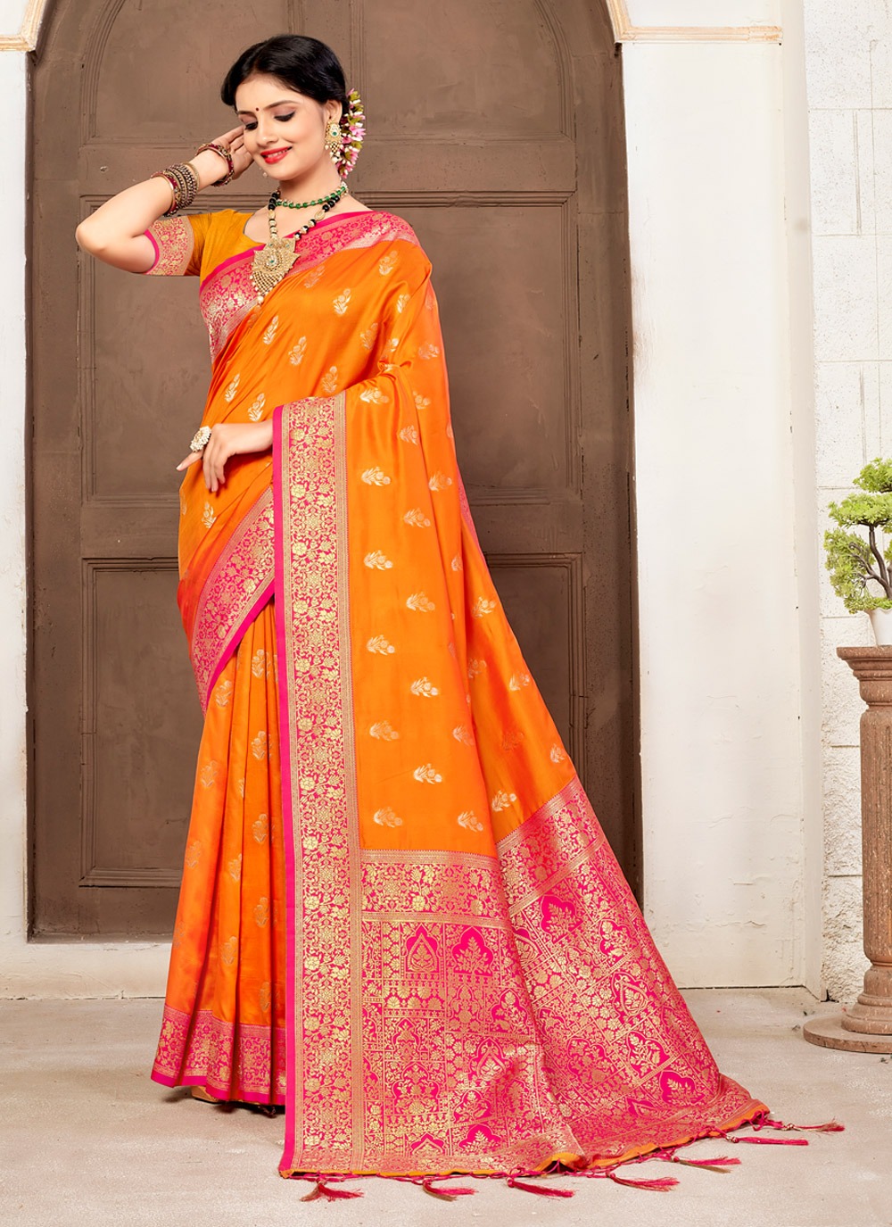 sangam print parampara banarsi silk elegant saree catalog