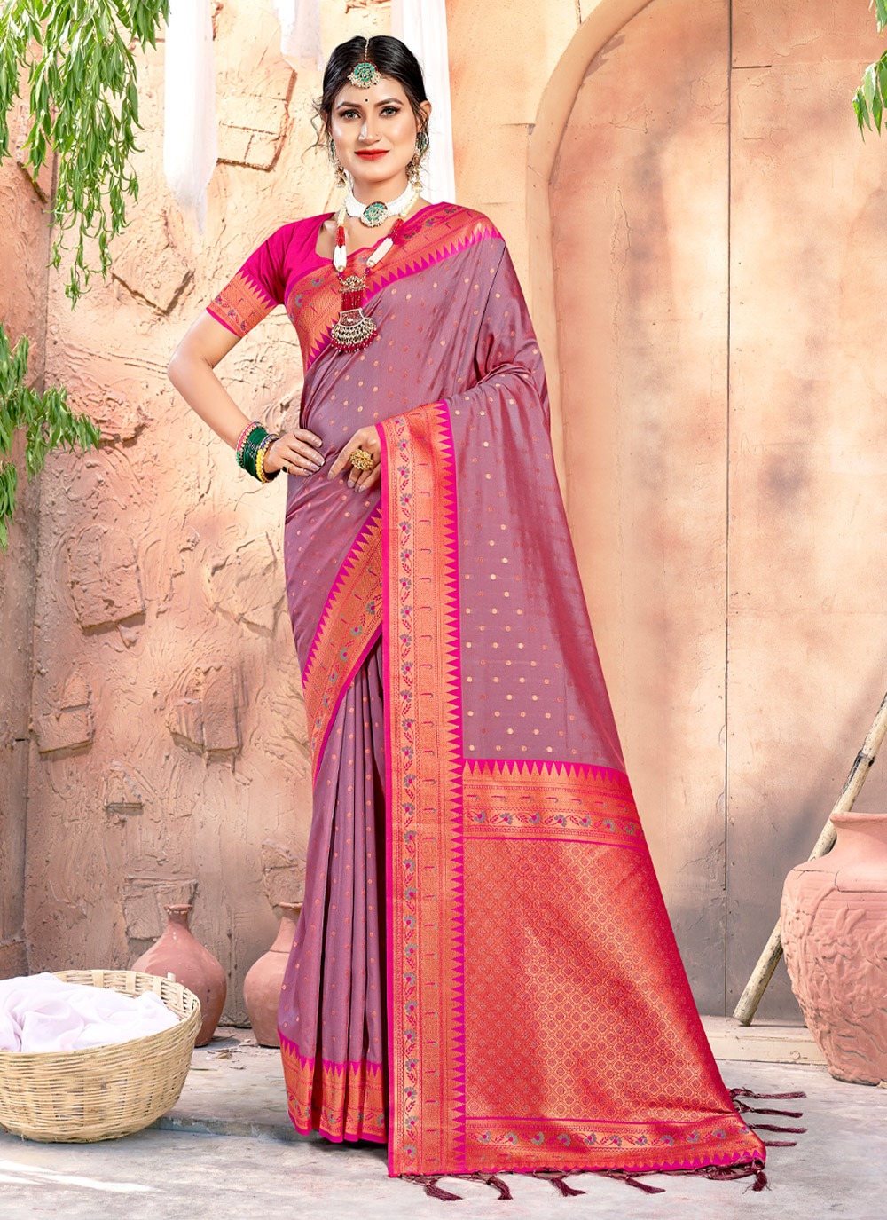 sangam print sruti banarasi silkdecent look saree catalog