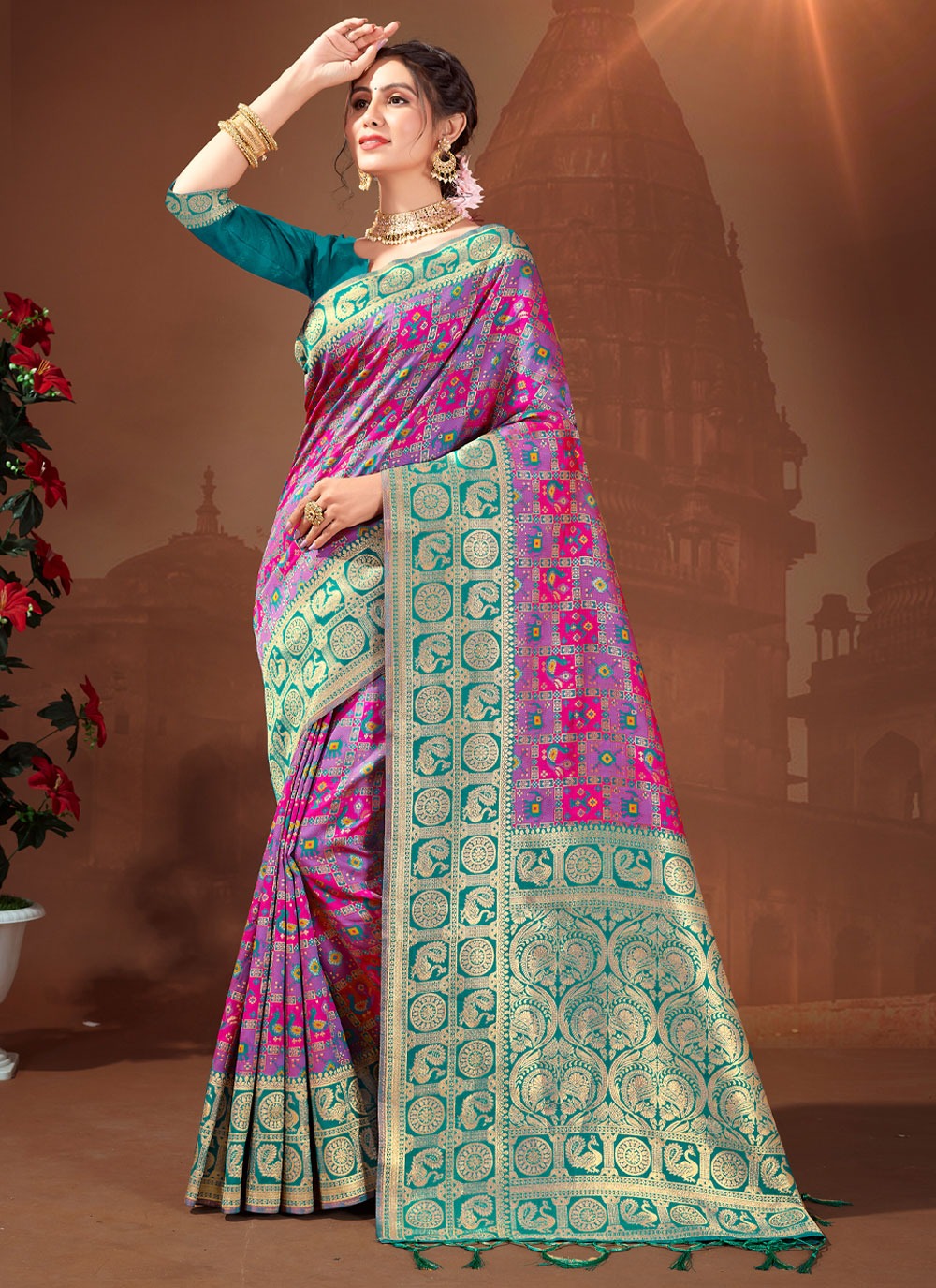 sangam print vishva patola silk regal look saree catalog