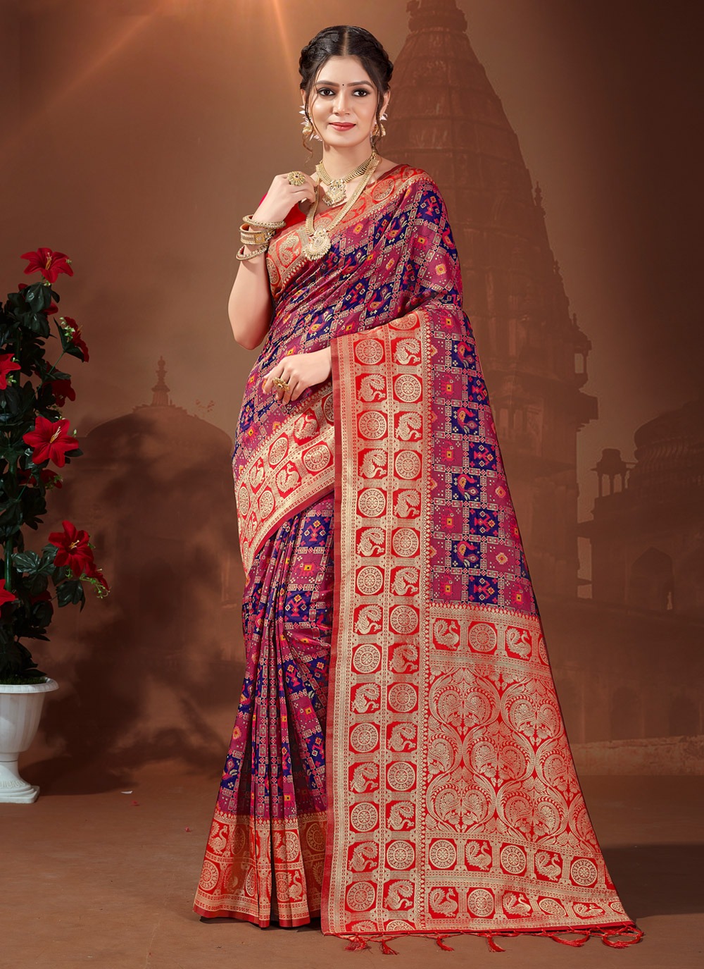 sangam print vishva patola silk regal look saree catalog