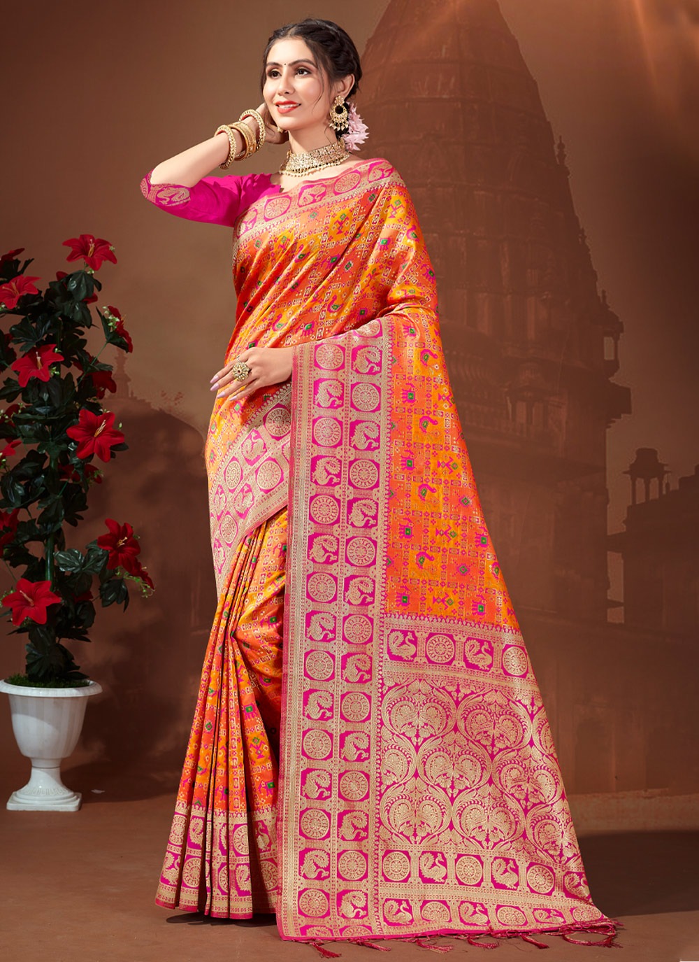 sangam print vishva patola silk regal look saree catalog