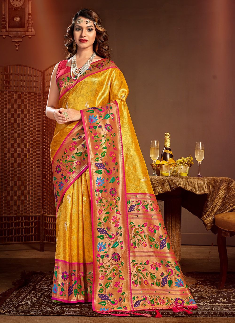 sangam prints jeshika silk paithani silk festive look saree catalog