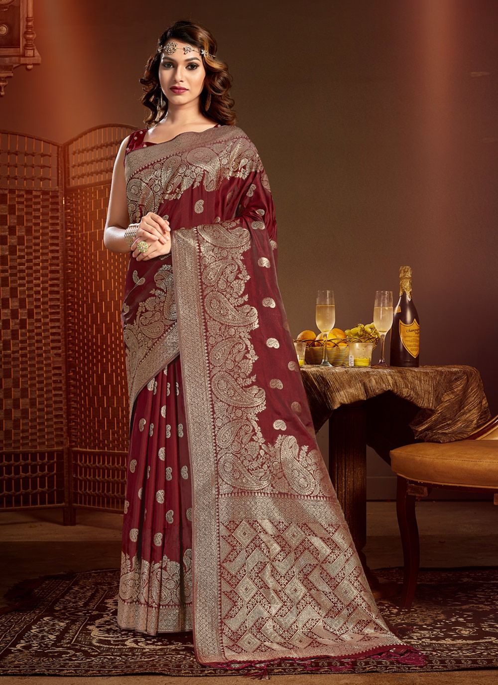 sangam prints jimmy silk banarsi silk exclusive look saree catalog