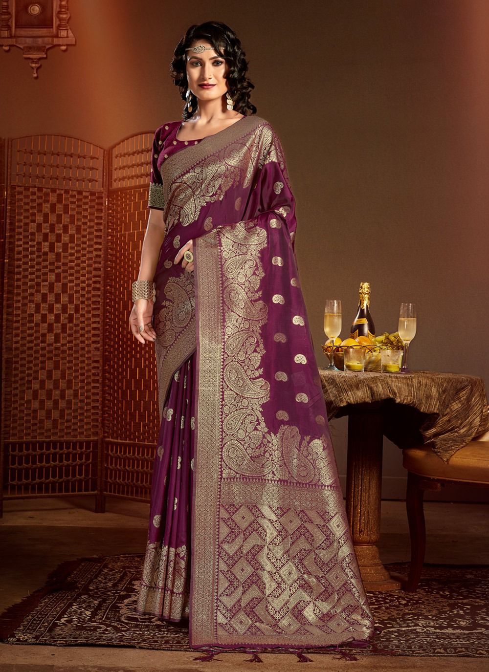 sangam prints jimmy silk banarsi silk exclusive look saree catalog