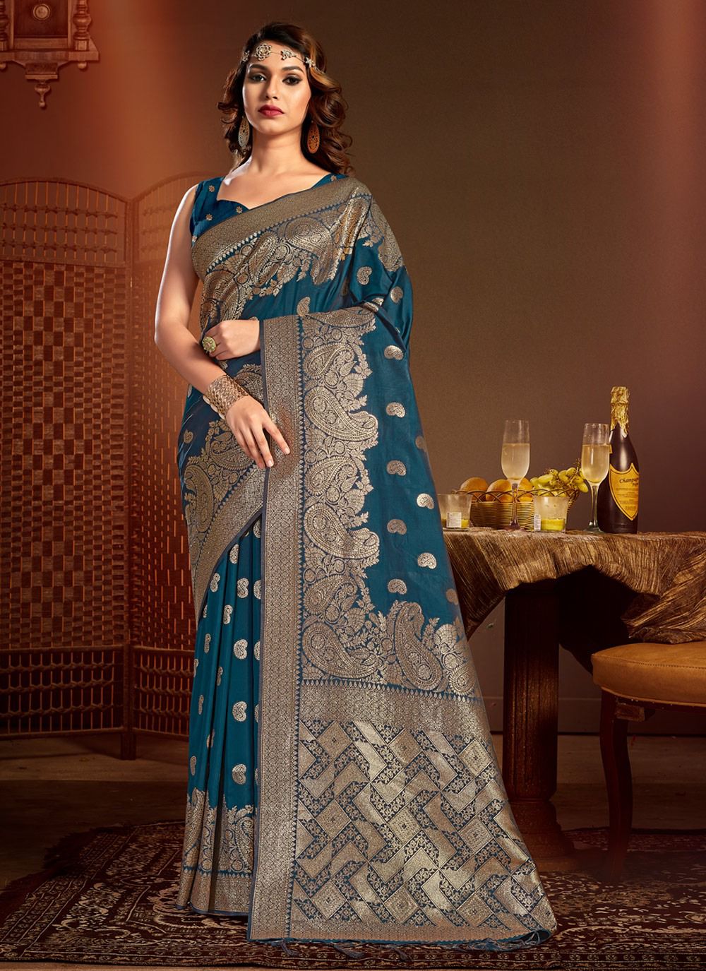 sangam prints jimmy silk banarsi silk exclusive look saree catalog