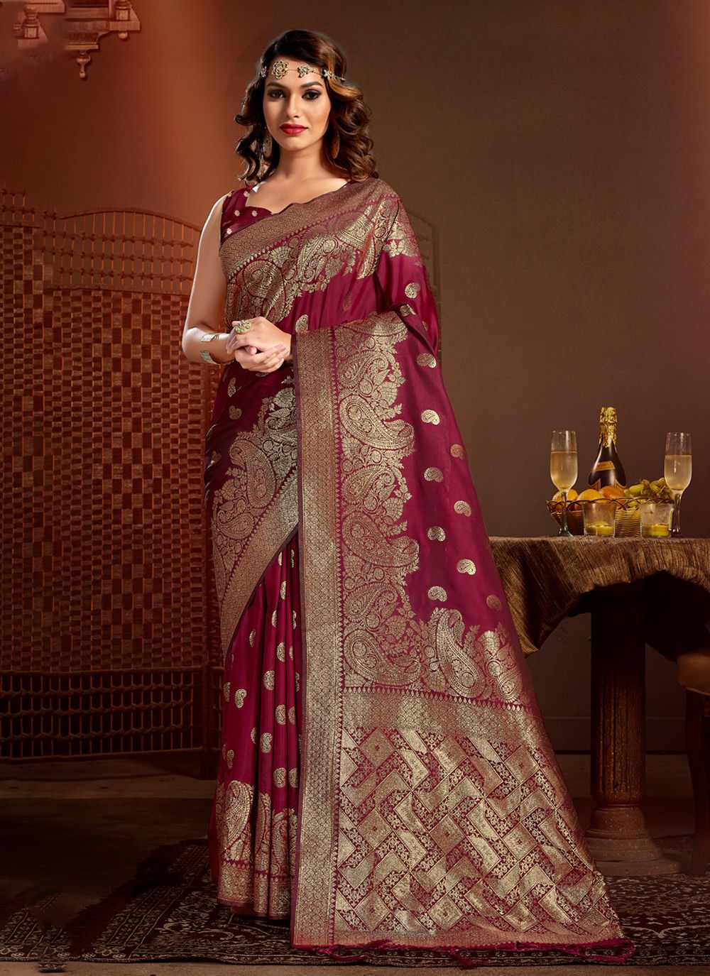 sangam prints jimmy silk banarsi silk exclusive look saree catalog