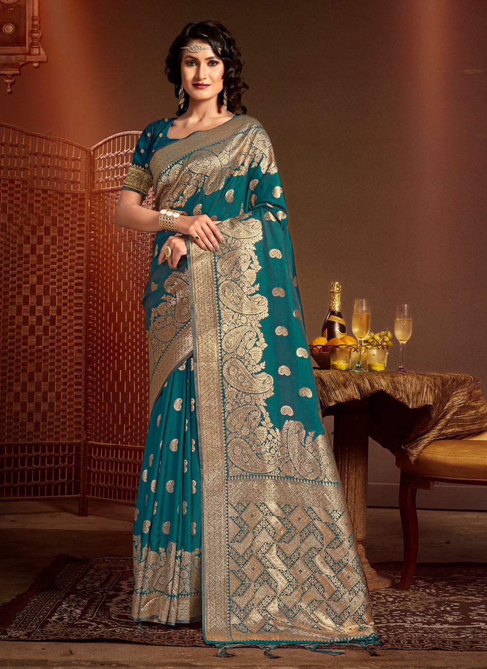 sangam prints jimmy silk banarsi silk exclusive look saree catalog