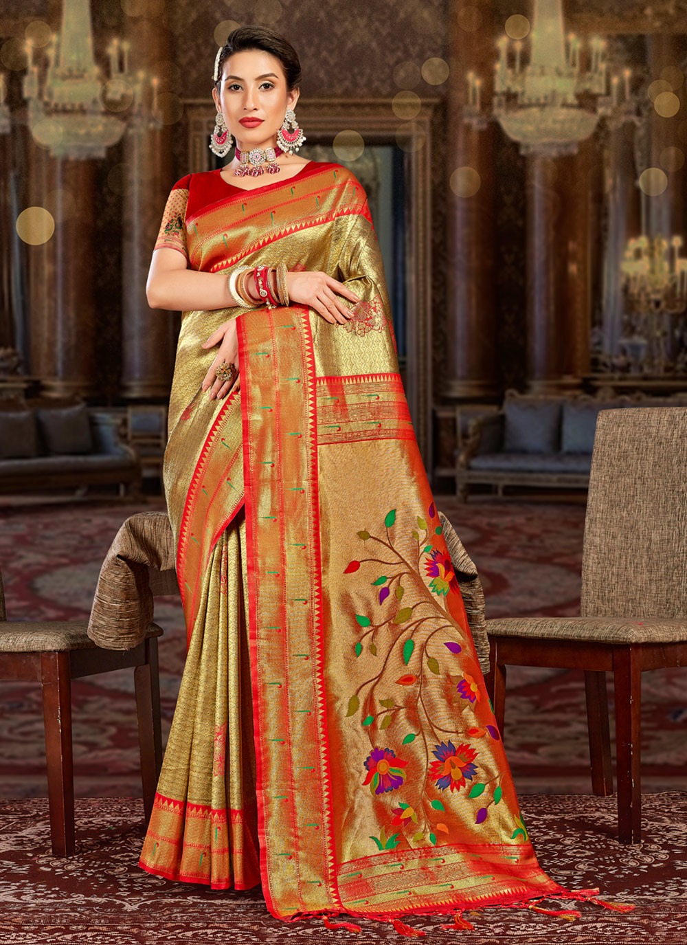 sangam prints kamiya silk paithani silk festive look saree catalog