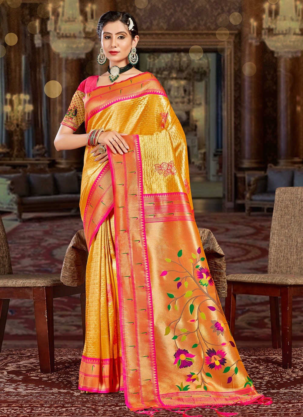 sangam prints kamiya silk paithani silk festive look saree catalog