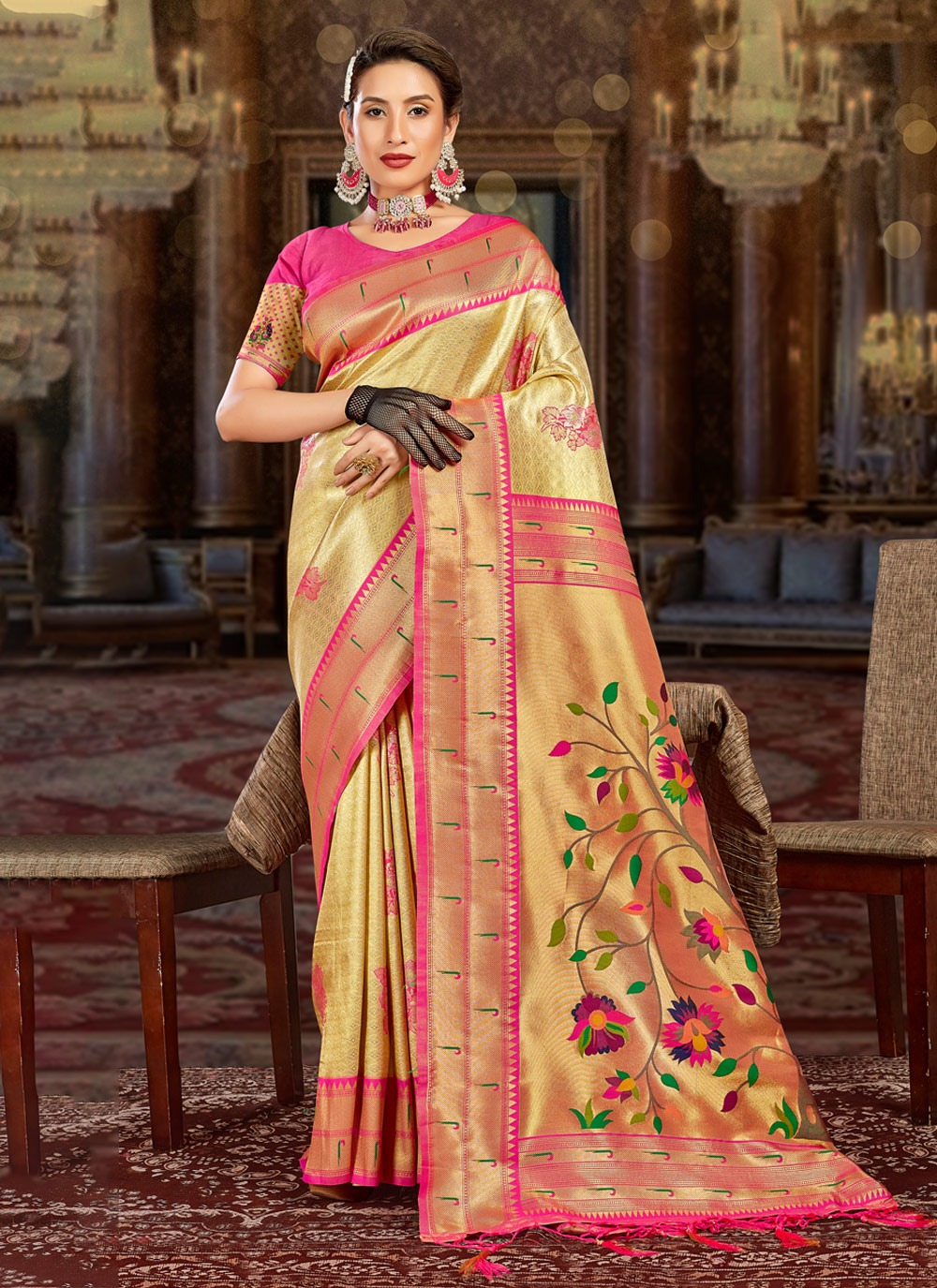 sangam prints kamiya silk paithani silk festive look saree catalog