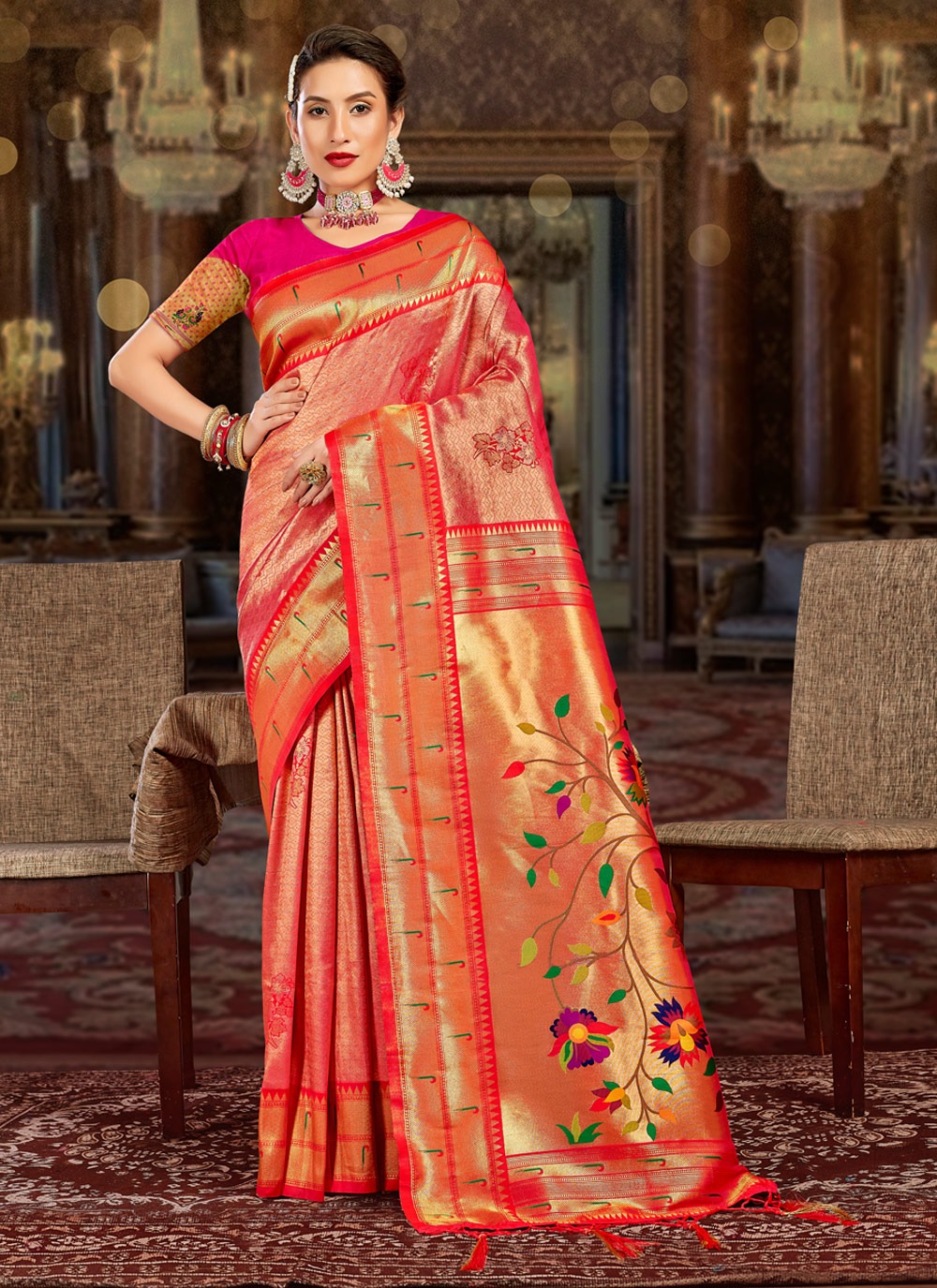 sangam prints kamiya silk paithani silk festive look saree catalog