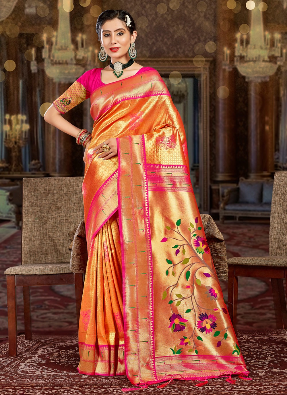 sangam prints kamiya silk paithani silk festive look saree catalog