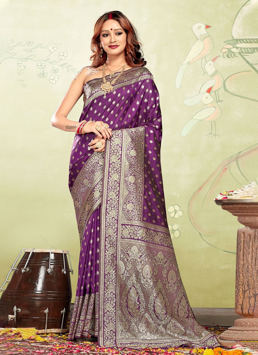 sangam prints kia silk banarsi silk attractive look saree catalog