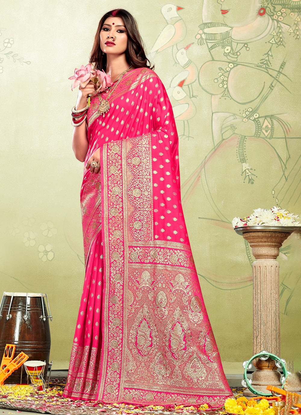 sangam prints kia silk banarsi silk attractive look saree catalog