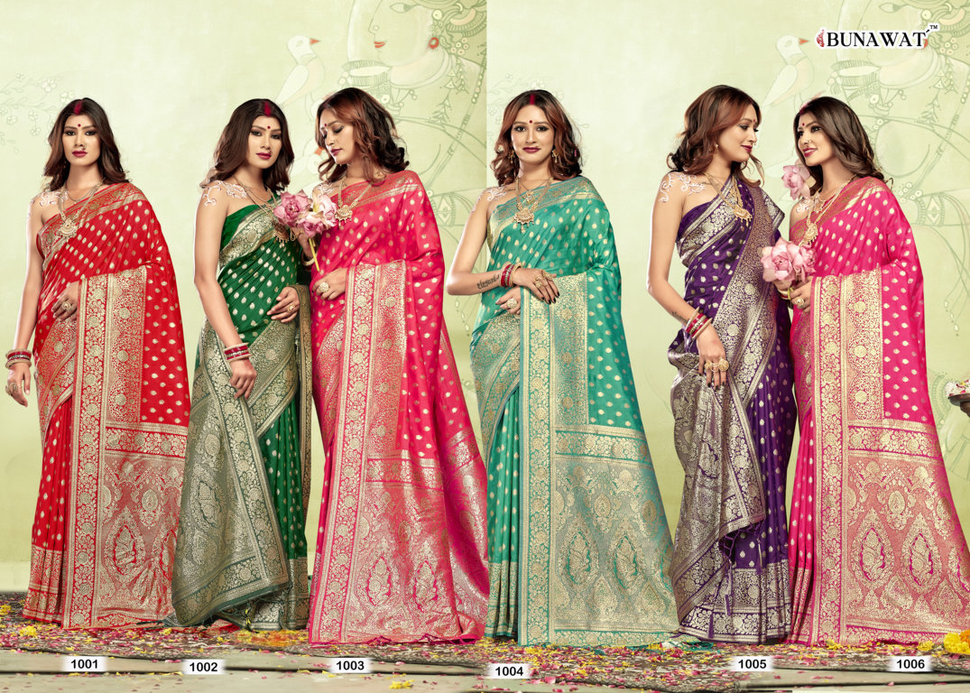 sangam prints kia silk banarsi silk attractive look saree catalog