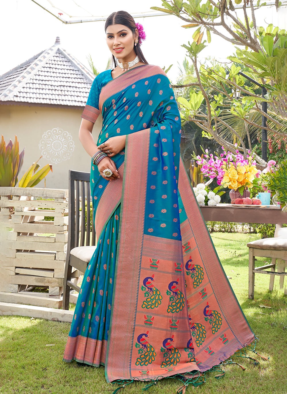 sangam prints raveena silk paithani silk festive look saree catalog