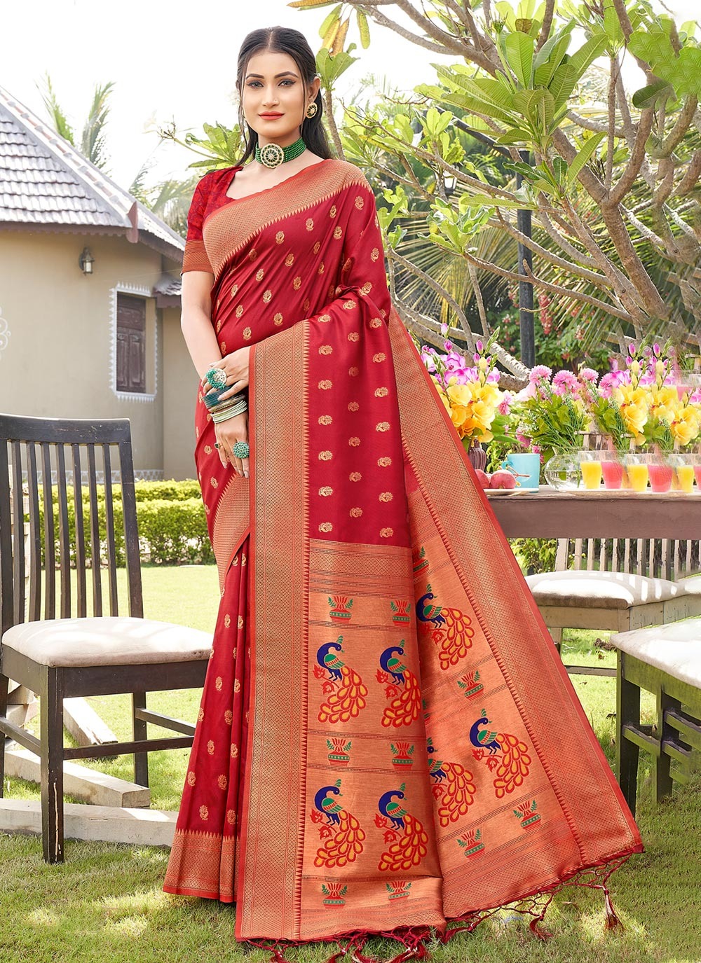 sangam prints raveena silk paithani silk festive look saree catalog