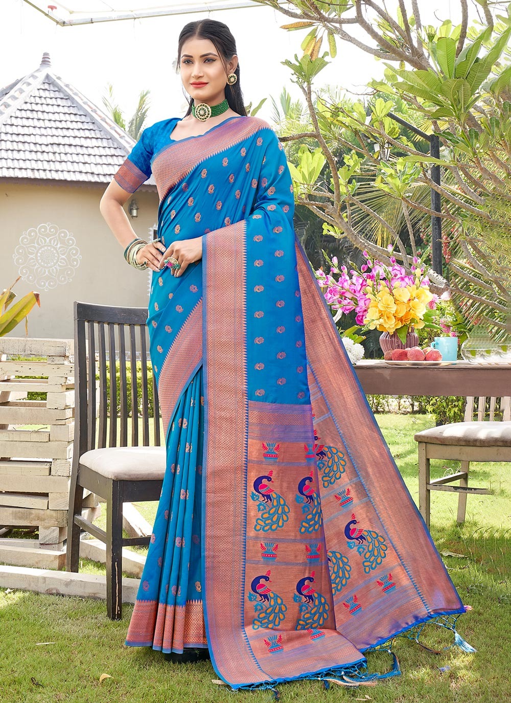 sangam prints raveena silk paithani silk festive look saree catalog