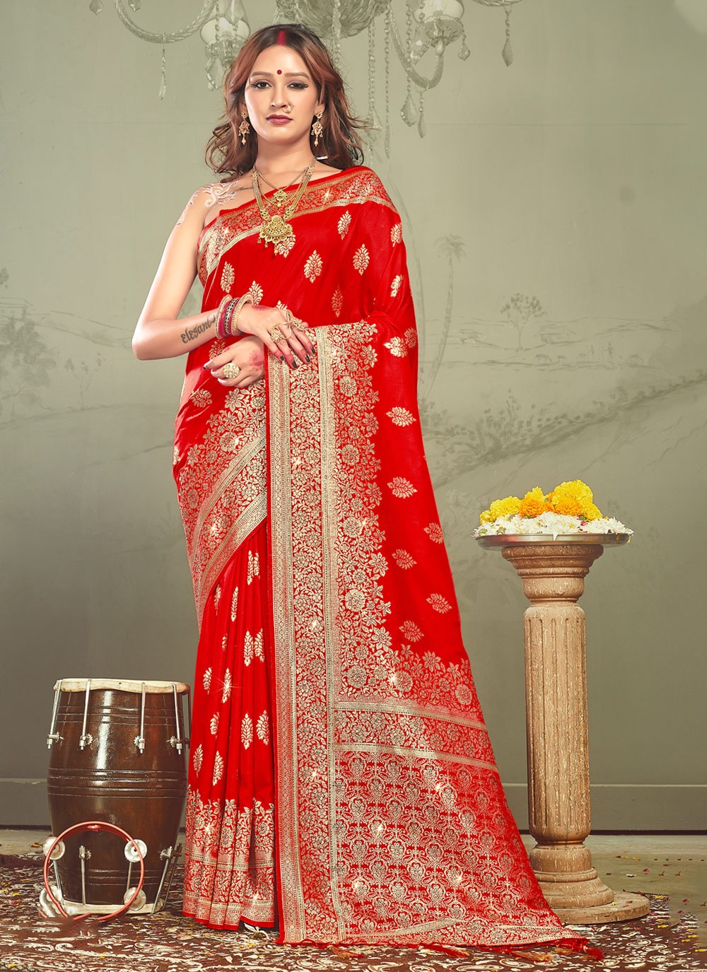 sangam prints rohini silk banarasi silk festive look saree catalog