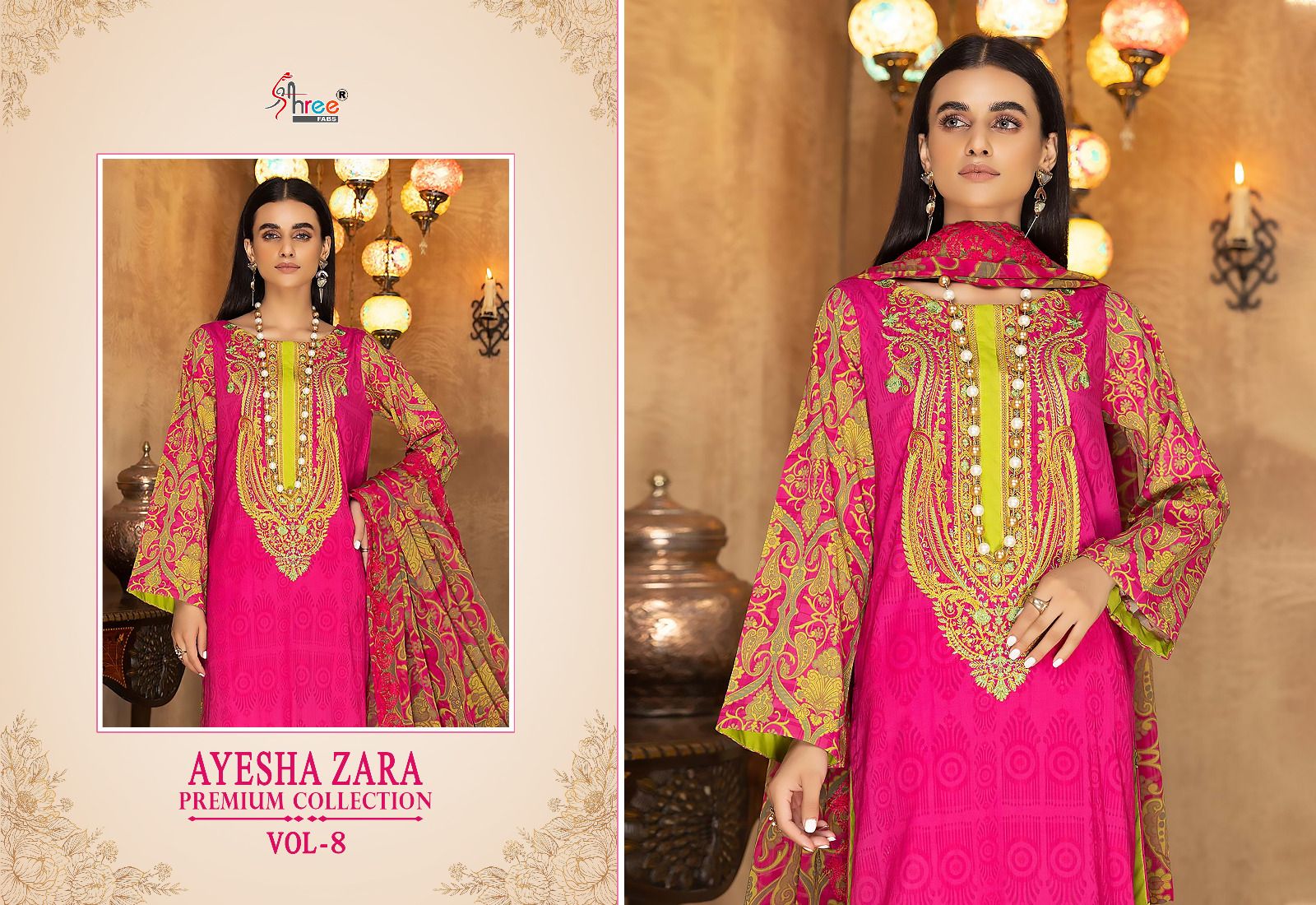 shree fabs ayesha zara premium collection vol 8 cotton catchy look salwar suit with siffon dupatta catalog