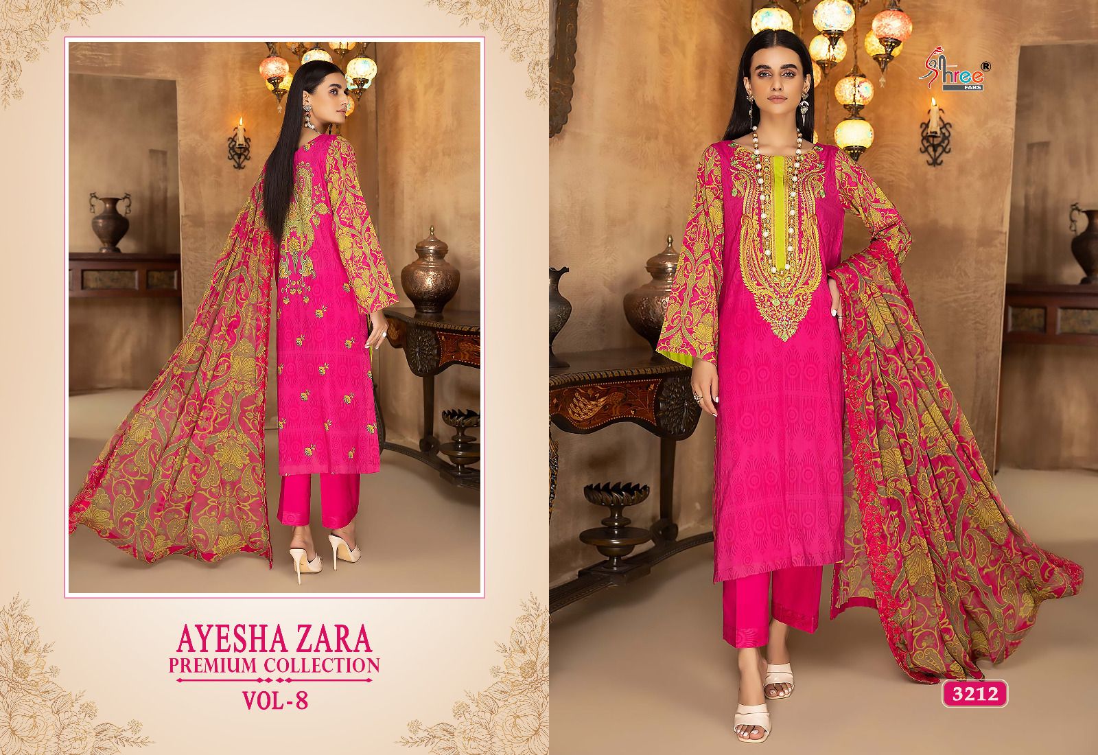 shree fabs ayesha zara premium collection vol 8 cotton catchy look salwar suit with siffon dupatta catalog