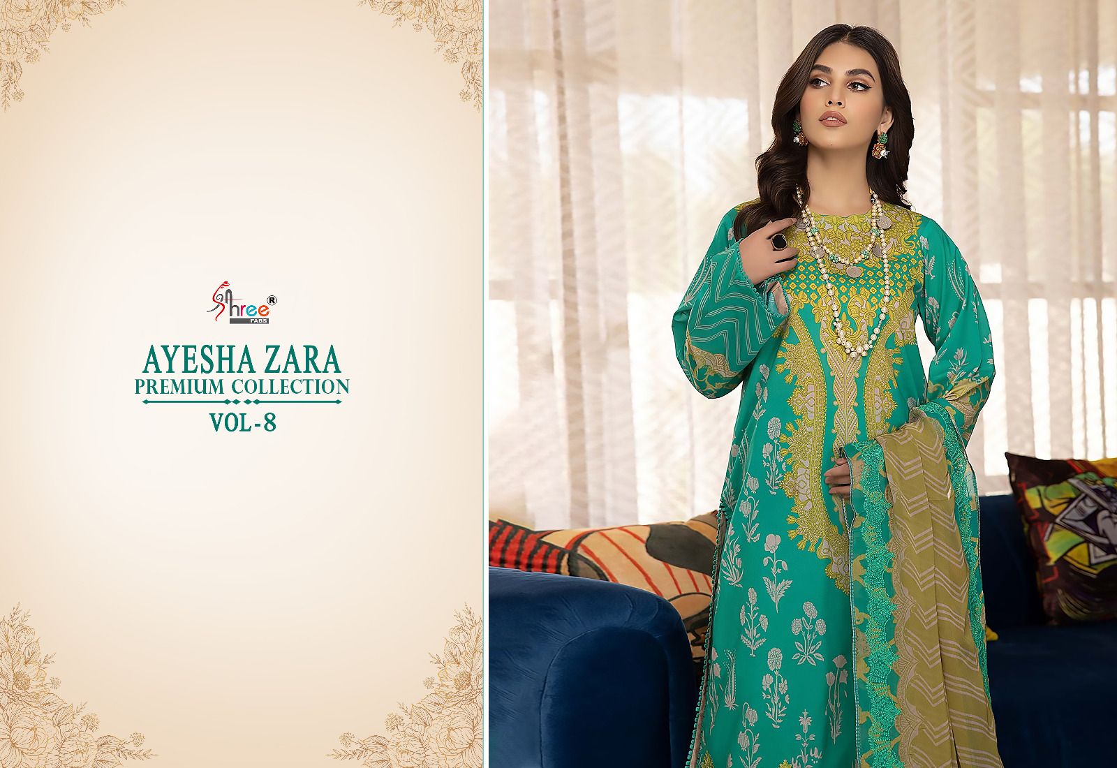 shree fabs ayesha zara premium collection vol 8 cotton catchy look salwar suit with siffon dupatta catalog